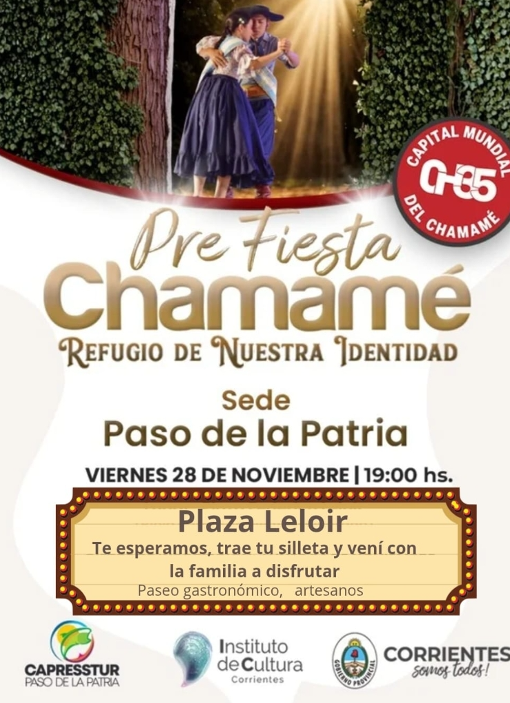 Paso de la Patria: sede de Pre Fiesta del Chamamé