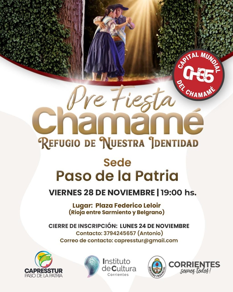Paso de la Patria, sede de la Pre Fiesta del Chamamé
